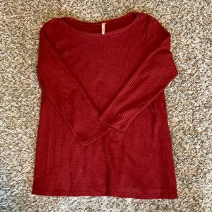 3/4 sleeve waffle knit top